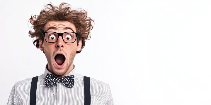 nerdy white guy on blank white background