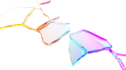 Fractured Glass Displaying a Glowing Neon Edge on a Transparent Background for Creative Design Projects