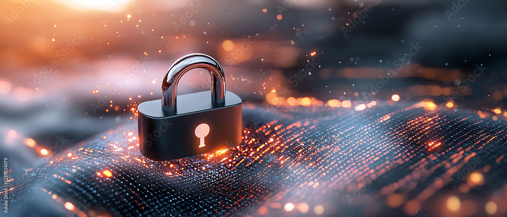 Aufkleber security innovations a modern padlock floating above a trading graph in a digital environment for en