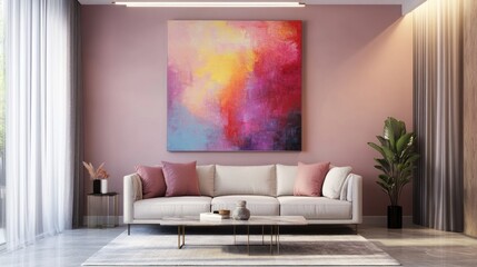 Pink room modern sofa abstract art interior design