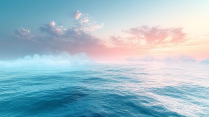 Obraz premium Winter Ocean Waves with Soft Pastel Sky. Generative AI