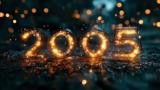 Glowing 2005 sparkler celebrations in dynamic light display