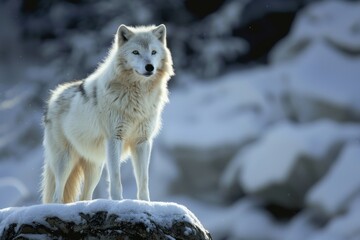 Obraz premium White Wolf in Its Natural Habitat, Wild Nature Scene