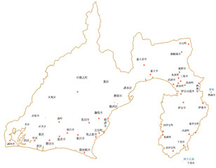 静岡県　地図　白　斑点　イラスト