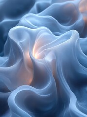 Obraz premium Abstract blue fabric swirls, glowing light, digital art, website background