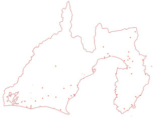 静岡県　地図　白　斑点　イラスト