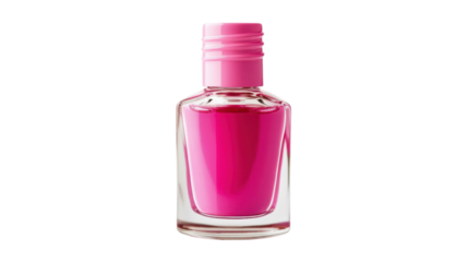 Pink nail polish bottle on transparent background exhibiting elegance and style