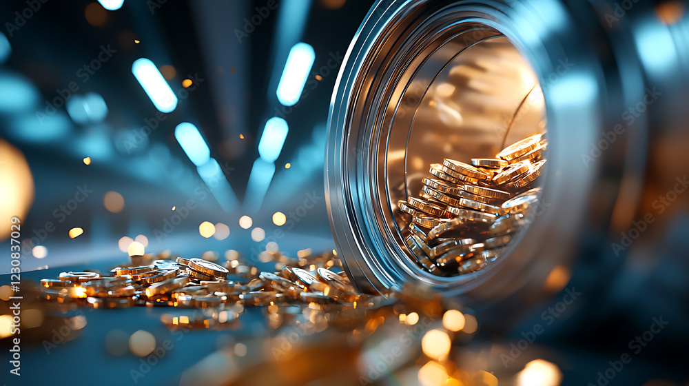 Poster illuminating financial networks for secure transactions digital vaults cryptocurrency high-tech envi
