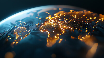Global financial networks illuminating advanced it solutions across continents digital art futuristic environment aerial perspective technology impact