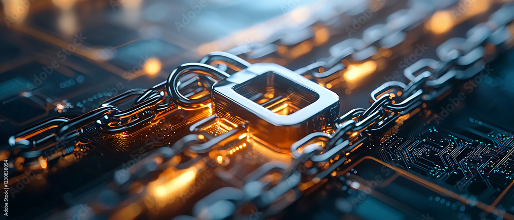 Aufkleber blockchain security event glowing locks on digital blocks technology environment futuristic viewpoin