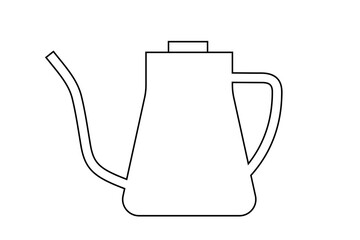 Outline of a pour-over coffee kettle in deep purple color. Modern geometric vector illustration perfect for social media post, coffee shop logos, articles, banners