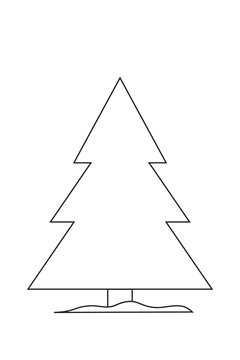 Outline of a pine tree, fir, Christmas tree. Minimal, flat vector illustration on transparent background. Vertical layout