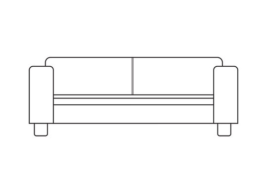 Outline of a sofa in a modern, flat design. Perfect for home decor, furniture, and interior design concepts. Transparent PNG for versatile use in various projects