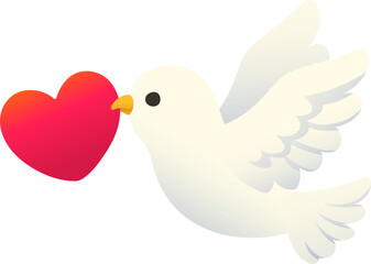 Dove Carrying a Heart (Illustration Gradient Style)