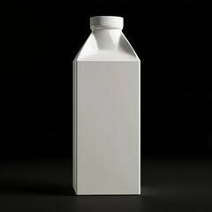 White blank carton milk bottle on black background.
