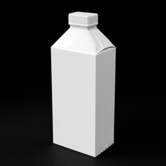 Blank white carton package mockup isolated on black background.