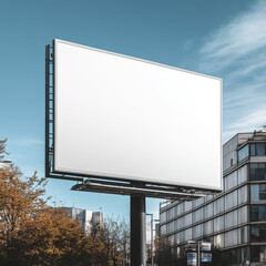 Fototapeta premium Square white trivision billboard mock up Empty tri vision bill board design mockup 