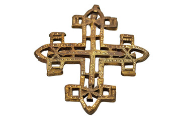 Intricate Ethiopian Coptic Cross With Elegant Design Isolated on a Transparent Background