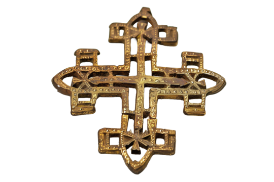 Intricate Ethiopian Coptic Cross With Elegant Design Isolated on a Transparent Background