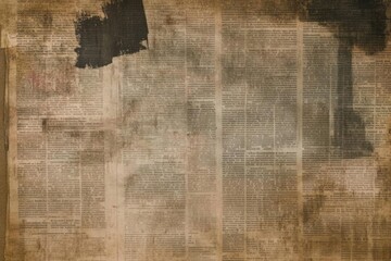 Fototapeta premium Vintage Newspaper Texture: Worn and Weathered Page with Black Ink Stains