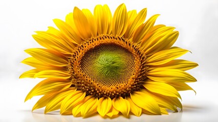 Obraz premium Vibrant Yellow Sunflower Blossom on White Background