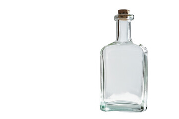 Clear Glass Bottle With Cork Top Isolated on a White Transparent Background for Creative Projects and Presentations