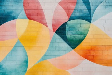 Fototapeta premium Abstract graffiti art on a brick wall, with vibrant colors and dynamic shapes