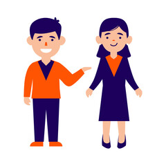 Cartoon illustration of a man and woman standing together smiling.