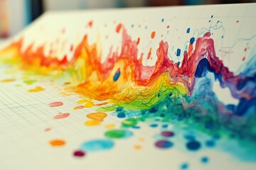 Colorful abstract art depicting wave patterns on paper