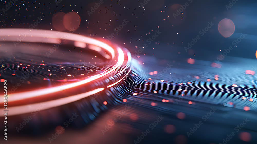 Poster cybersecurity-driven finance innovation glowing digital transformation in technology abstract art fu