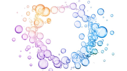 Rainbow soap bubbles frame floating on transparent background