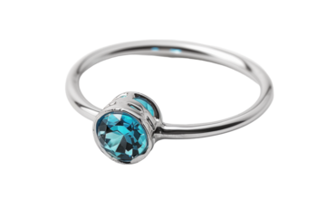 Delicate Silver Toe Ring With a Stunning Blue Gem on a White Transparent Background