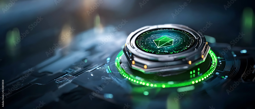 Aufkleber futuristic blockchain technology showcase digital environment graphic representation high-tech setti