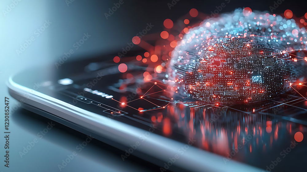 Poster securing global connections through advanced cybersecurity interfaces digital landscape technology f