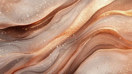 Fototapeta premium a mesmerizing abstract composition of liquid metallic rose gold waves, flowing with ethereal light particles, creating a luxurious 3d texture with dynamic movement and shimmering highlights