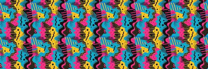 Seamless pattern with geometric shapes in the style. Multicolored vintage background with triangles, circles and squares for textile, fabric and Sudanese fabric art. 