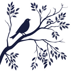 Vector silhouette bird on white background-3
