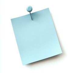 Blank light blue note pinned to white background. (1)