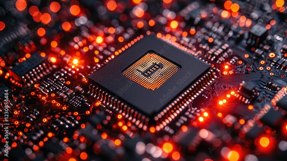 Aufkleber illuminated central processing unit on circuit board