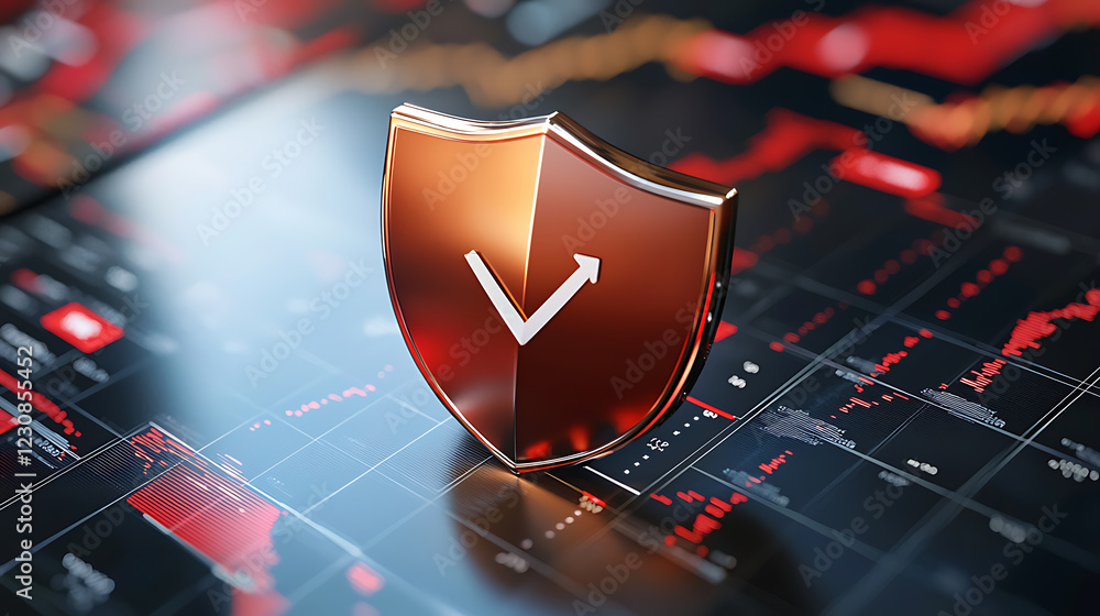 Poster digital finance security measures for mobile screens financial market data protection graphic repres