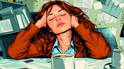 businesswomen  in stressful mood in office meeting.ai