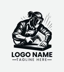 Fototapeta premium Professional Welder Logo Design, Skilled Welder Logo, Metal Fabrication Logo, Industrial Strength Logo, Forge Logo