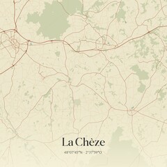 Fototapeta premium Retro map of La Ch�ze, Bretagne, France. Vintage street map.
