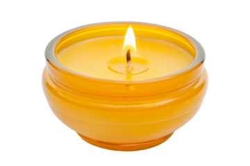 Citronella Candle for Repelling Mosquitoes in a Glass Container Isolated on a Transparent Background for Home or Outdoor Use