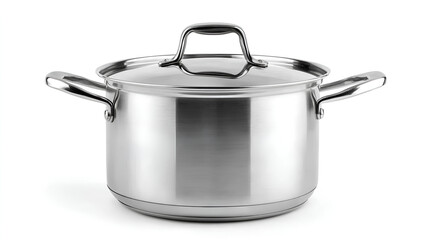silver cooking pot on isolated white background.ai generative