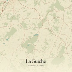 Retro map of La Guiche, Bourgogne-Franche-Comt�, France. Vintage street map.