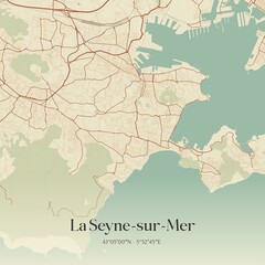Retro Map SeynesurMer ProvenceAlpesAzur France