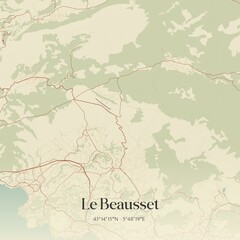 Retro map of Le Beausset, Provence-Alpes-C�te d'Azur, France. Vintage street map.
