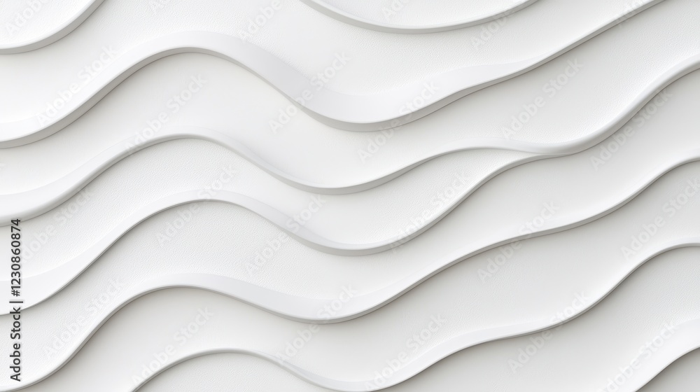 Poster abstract curved white waves pattern on smooth surface background