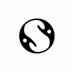Abstract letter S logo design with Yin and Yang concept.